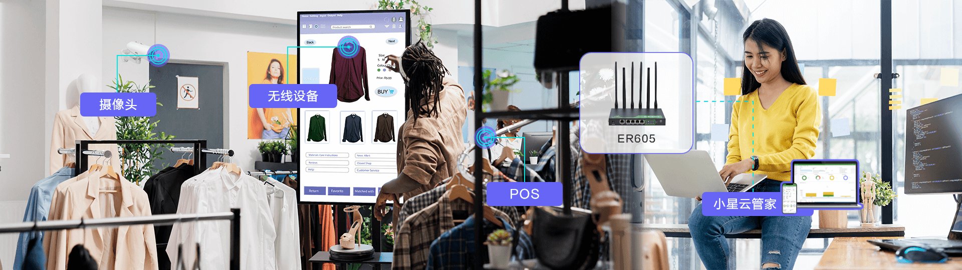 映翰通ER605路由器，支持5G网络和千兆Wi-Fi，助力连锁门店实现高带宽、低延迟的网络连接。