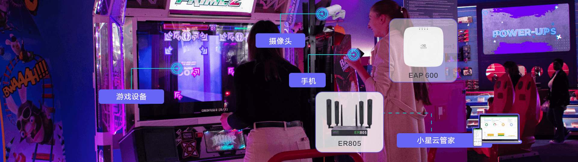 连锁游戏厅无线网络解决方案，提供高性能Wi-Fi覆盖，确保游戏过程中的网络连接稳定，满足顾客对高品质游戏体验的需求。